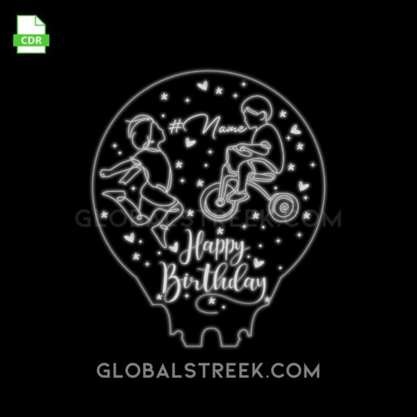 Acrylic Small Night Lamp Design File - Happy Birthday