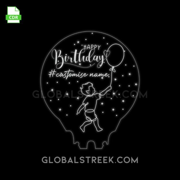 Acrylic Small Night Lamp Design File - Happy Birthday