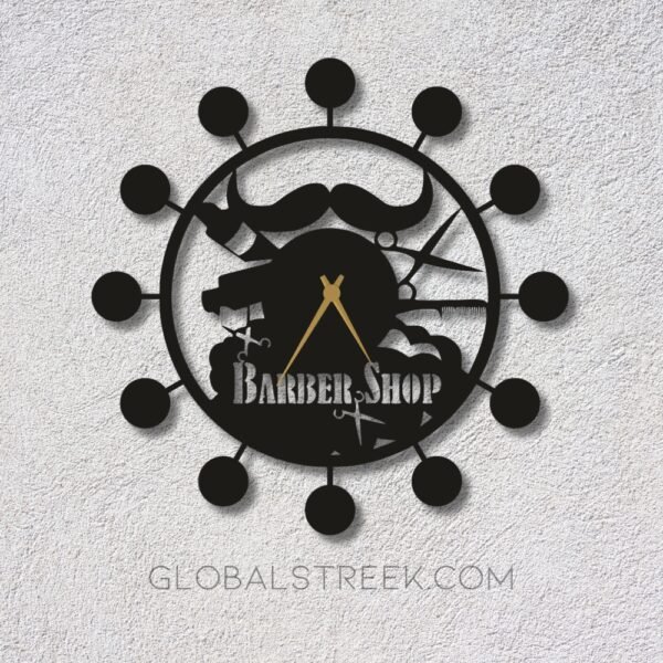 Laser Cutting Barber Shop Clock Design File – DXF, SVG & CDR for Wood, Acrylic & MDF