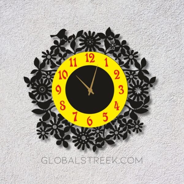 Flower Shape Clock DXF Design File – Laser Cutting Template for Wood, Acrylic & MDF