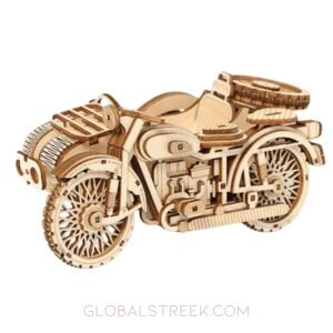 3D Wooden Motorbike with Sidecar Puzzle Toy – Laser Cutting & Engraving File
