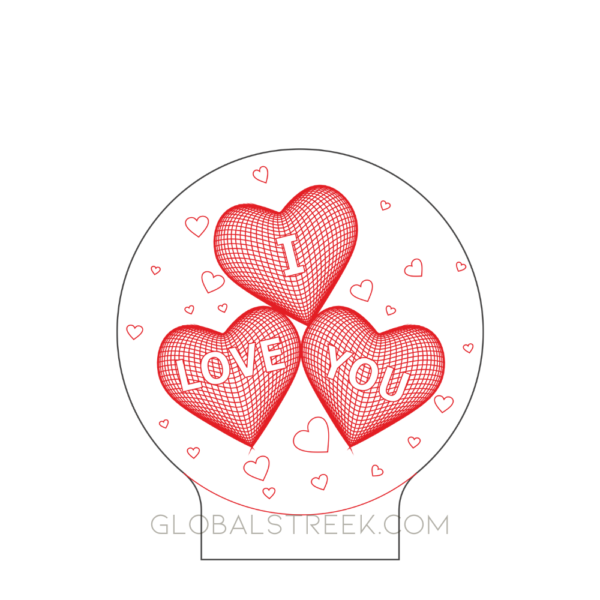 3D Illusion "I Love You" Text in Hearts – DXF Format for CNC & Laser Cutting