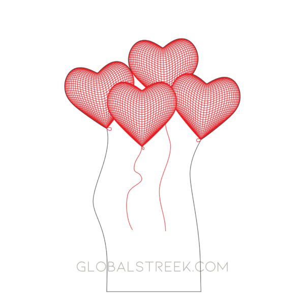 3D Illusion Heart Shape Balloon Lamp - DXF Format For CNC & Laser Cutting