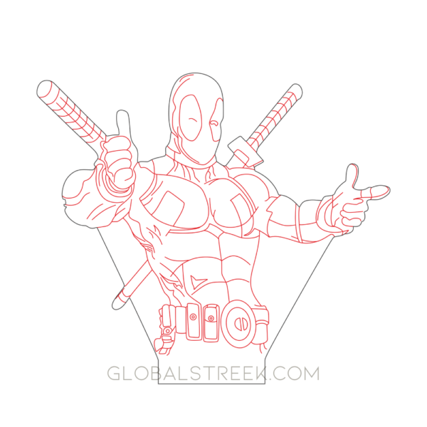3D Illusion Deadpool Lamp - DXF Format For CNC & Laser Cutting