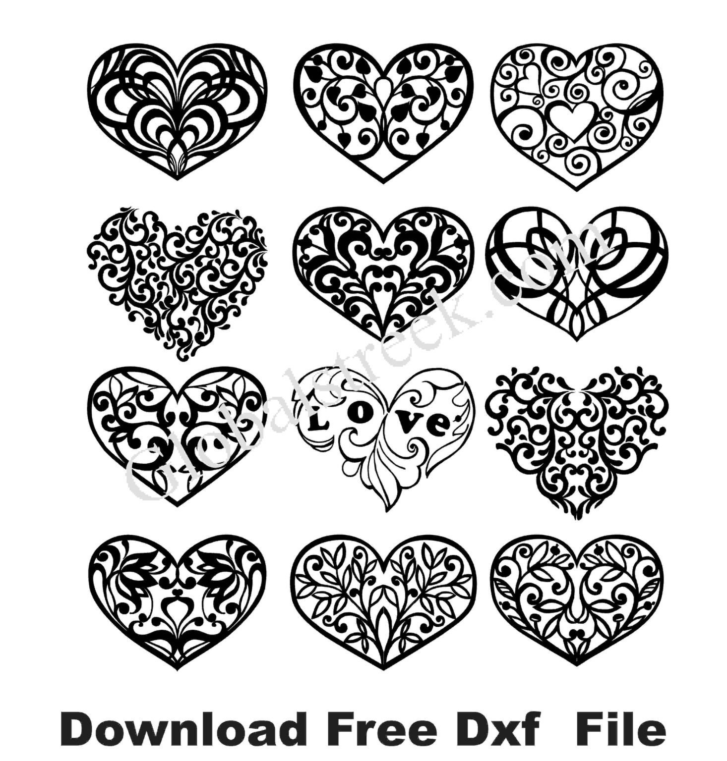 Heart Shape Ornament Bundle – Free DXF File Download for Laser Cutting ...