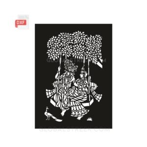 Radha Krishna Stencil Vector Design | DXF File