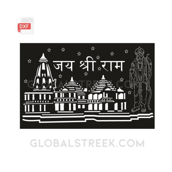 Ram Mandir Stencil Vector Design