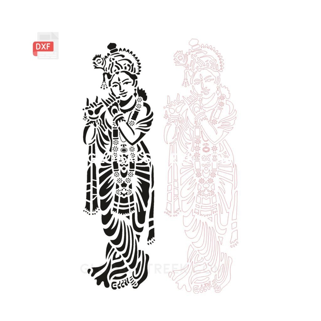 Shri Krishna Jali Vector Design 2 | DXF File for CNC