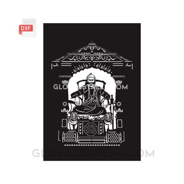 Shivaji Maharaj Stencil Vector Design 2 | DXF File for Laser Cutting & CNC
