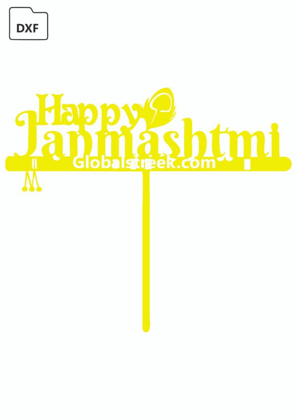 Happy Janmashtami Acrylic Cake Topper