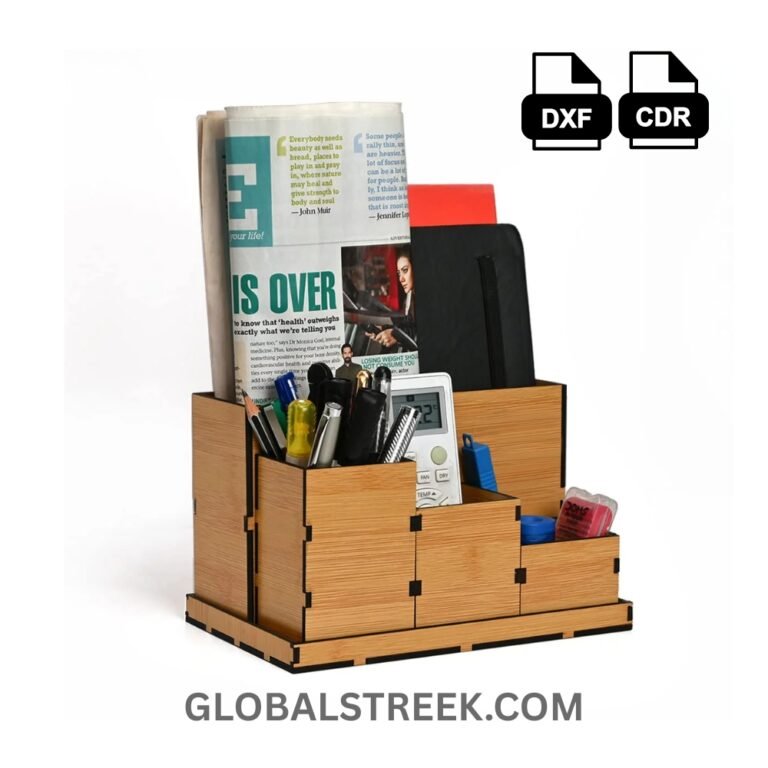 Wooden Desk Organizer Laser Cut File | DXF & CDR Free Download