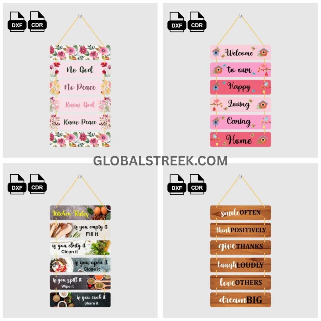 Wall Hanging Bundle – 75 Premium Design Files (CDR & DXF) for Laser Cutting & UV Printing