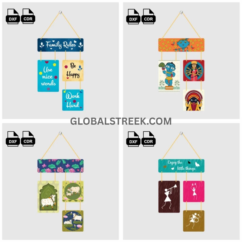 Wall Hanging Bundle – 75 Premium Design Files (CDR & DXF) for Laser Cutting & UV Printing