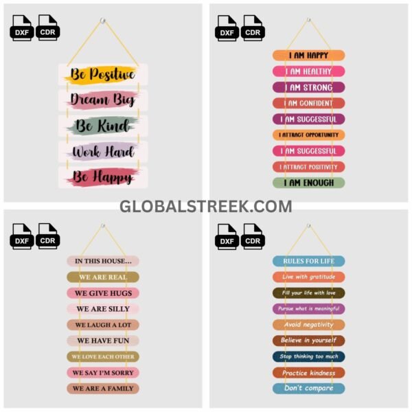 Wall Hanging Bundle – 75 Premium Design Files (CDR & DXF) for Laser Cutting & UV Printing