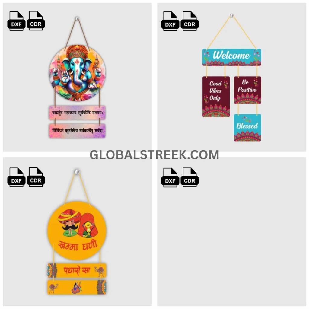 Wall Hanging Bundle – 75 Premium Design Files (CDR & DXF) for Laser Cutting & UV Printing