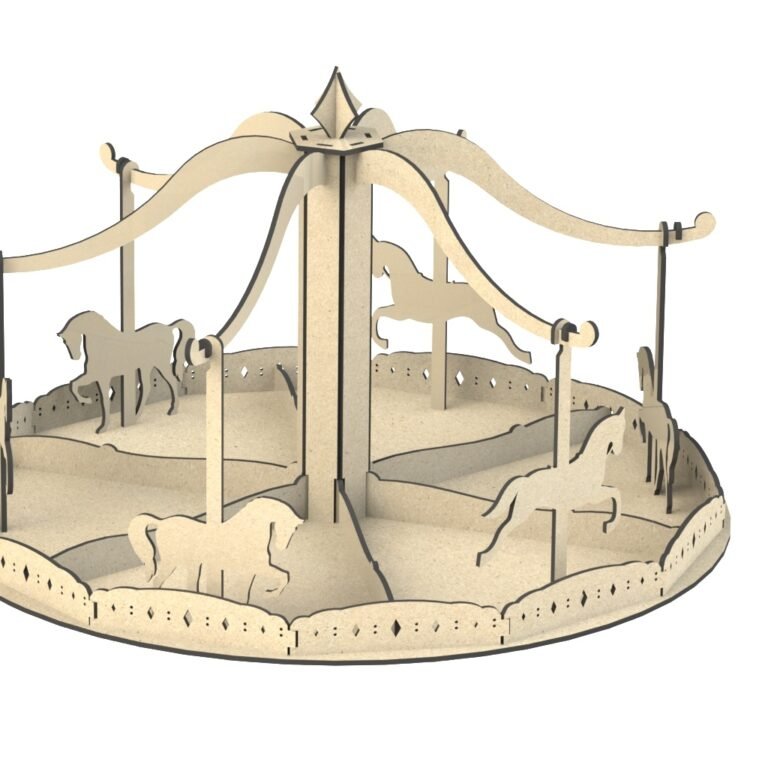Wooden Carousel Horse Laser Cut Model – Free Laser Cutting File Download