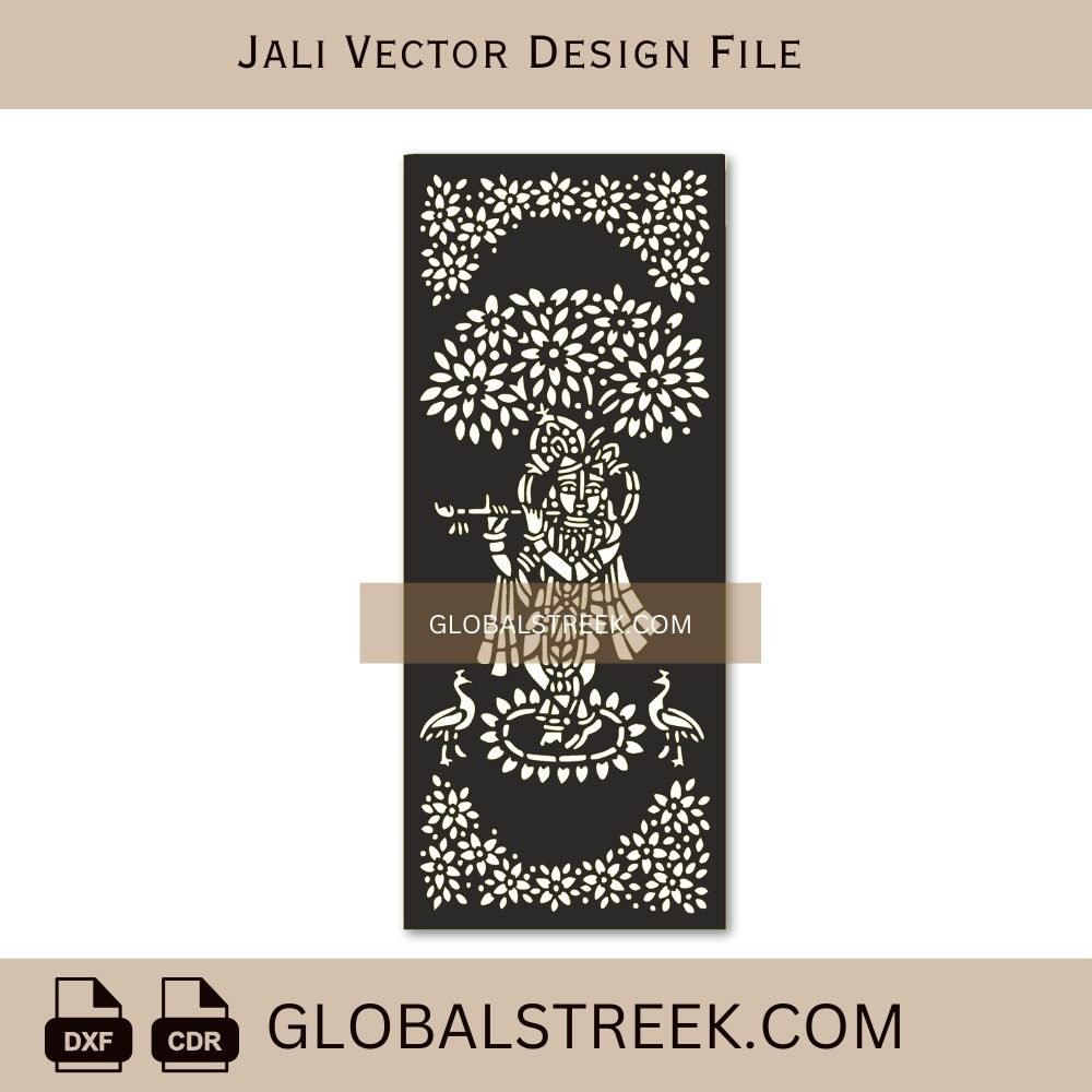 Shree Krishna Jali Laser Cutting Design | CNC Krishna Jali Vector File