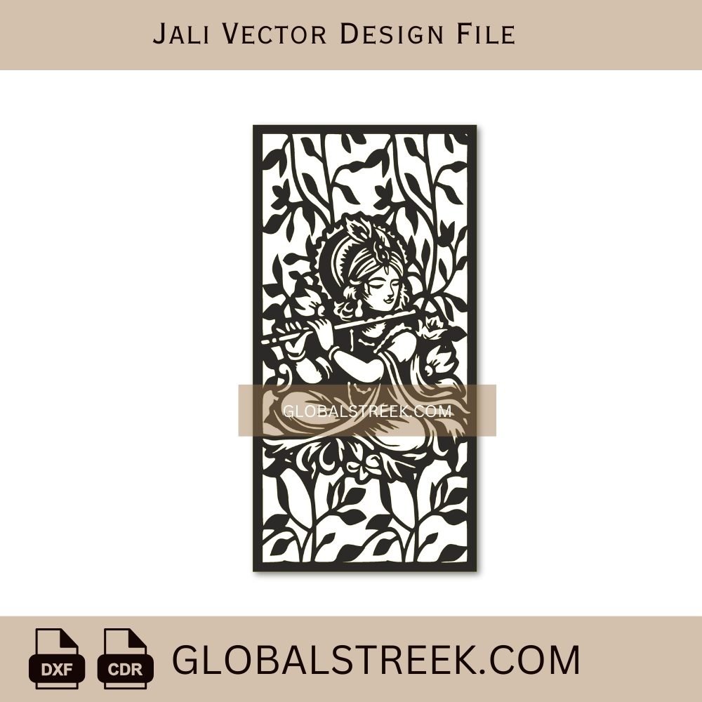 Krishna CNC Jali Vector Design File | Radha Krishna CNC Jali Laser Cutting Design