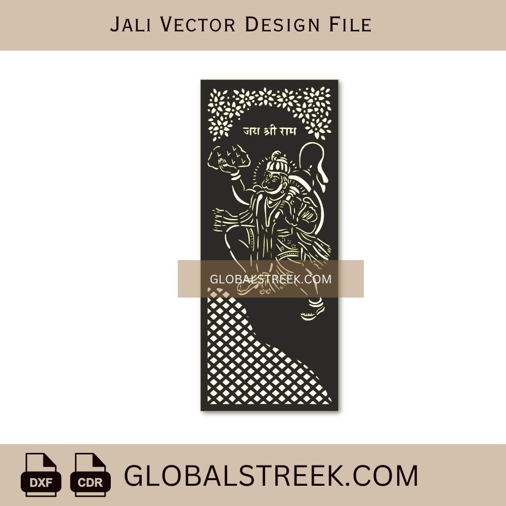 Hanuman Ji Jali CNC Design | Hanuman Laser Cutting Stencil Vector File