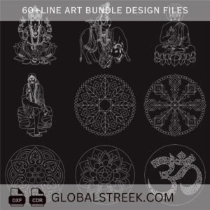 Line Art Designs Bundle for Laser Marking & Engraving | 60+ DXF CDR Files - Image 7