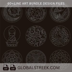 Line Art Designs Bundle for Laser Marking & Engraving | 60+ DXF CDR Files - Image 5