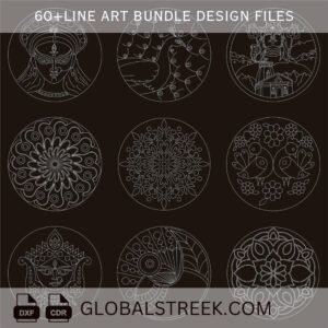 Line Art Designs Bundle for Laser Marking & Engraving | 60+ DXF CDR Files - Image 4