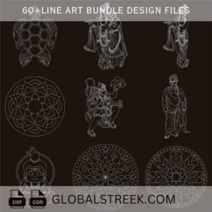 Line Art Designs Bundle for Laser Marking & Engraving | 60+ DXF CDR Files - Image 3