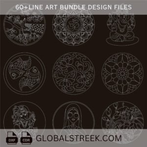 Line Art Designs Bundle for Laser Marking & Engraving | 60+ DXF CDR Files - Image 2