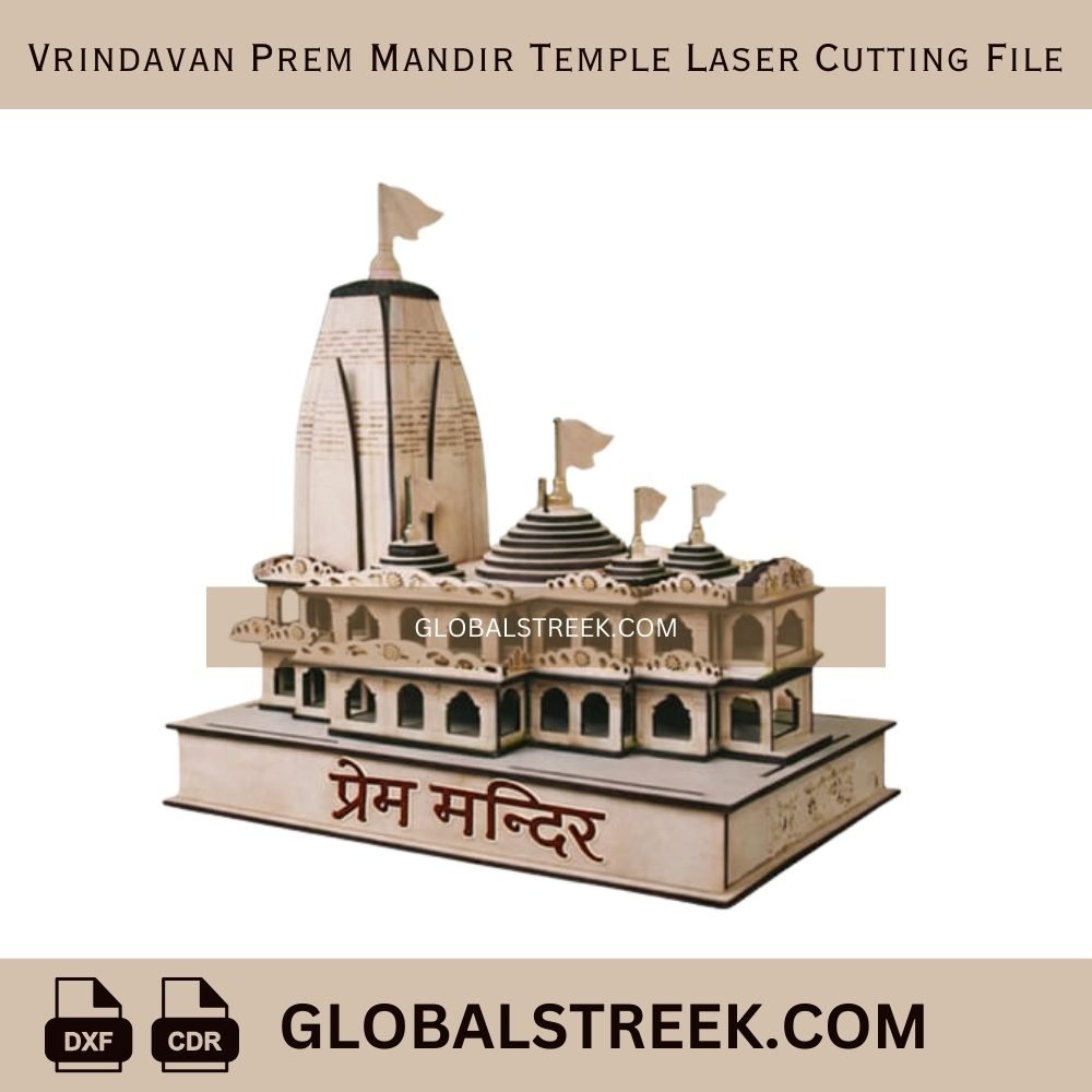Prem Mandir Temple Laser Cutting File | CNC Laser Cut Design DXF & CDR Download