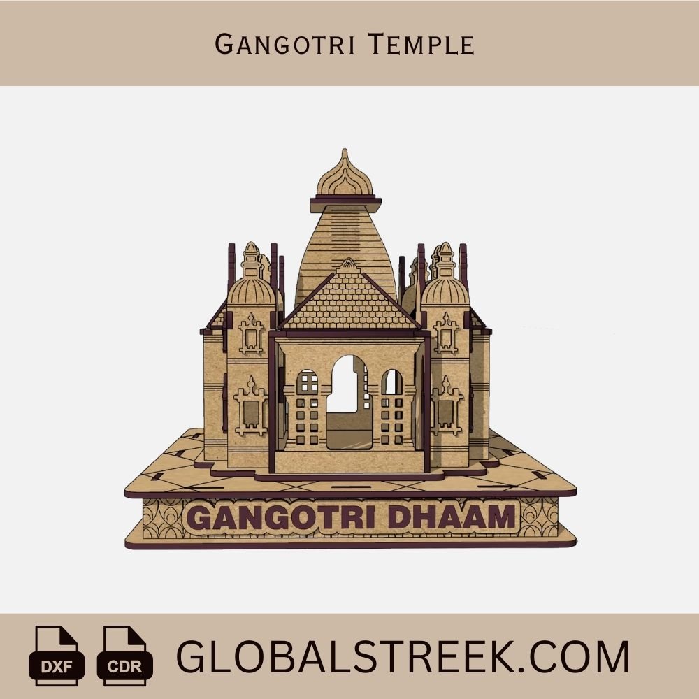 Gangotri Dham Laser Cutting Design File | Temple CNC & Laser Vector Design