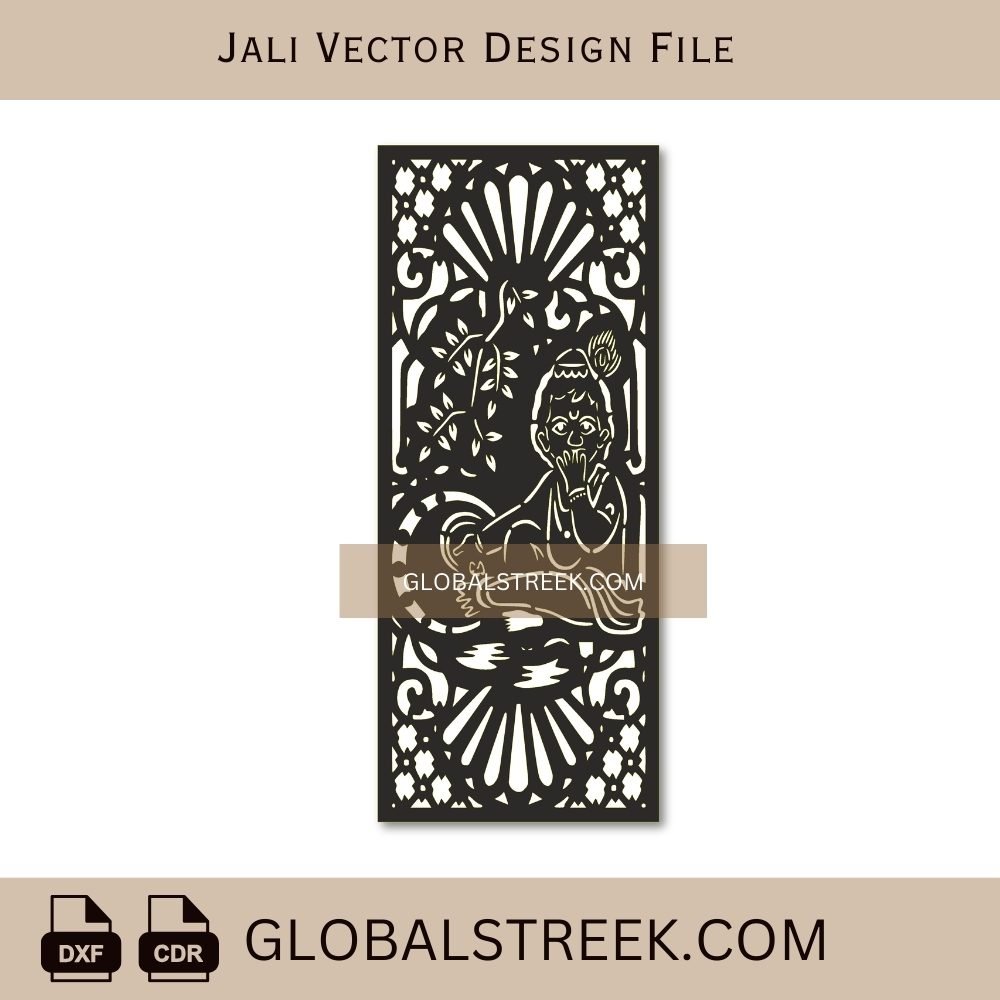 Krishna CNC Jali Design | Krishna Laser Cutting & Stencil Vector Files