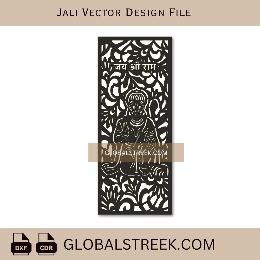 Hanuman Stencil Design | Hanuman Ji Jali CNC Vector File