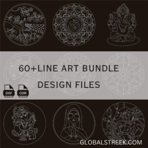 Line Art Designs Bundle for Laser Marking & Engraving | 60+ DXF CDR Files