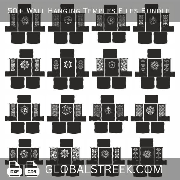 Wall Hanging Temple Design File Bundle | 50+ Laser Cutting Temple Designs