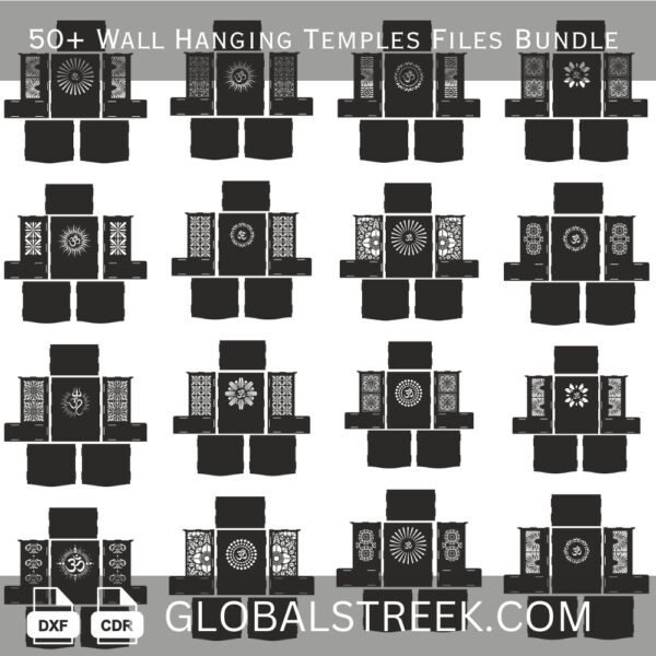 Wall Hanging Temple Design File Bundle | 50+ Laser Cutting Temple Designs