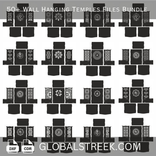 Wall Hanging Temple Design File Bundle | 50+ Laser Cutting Temple Designs