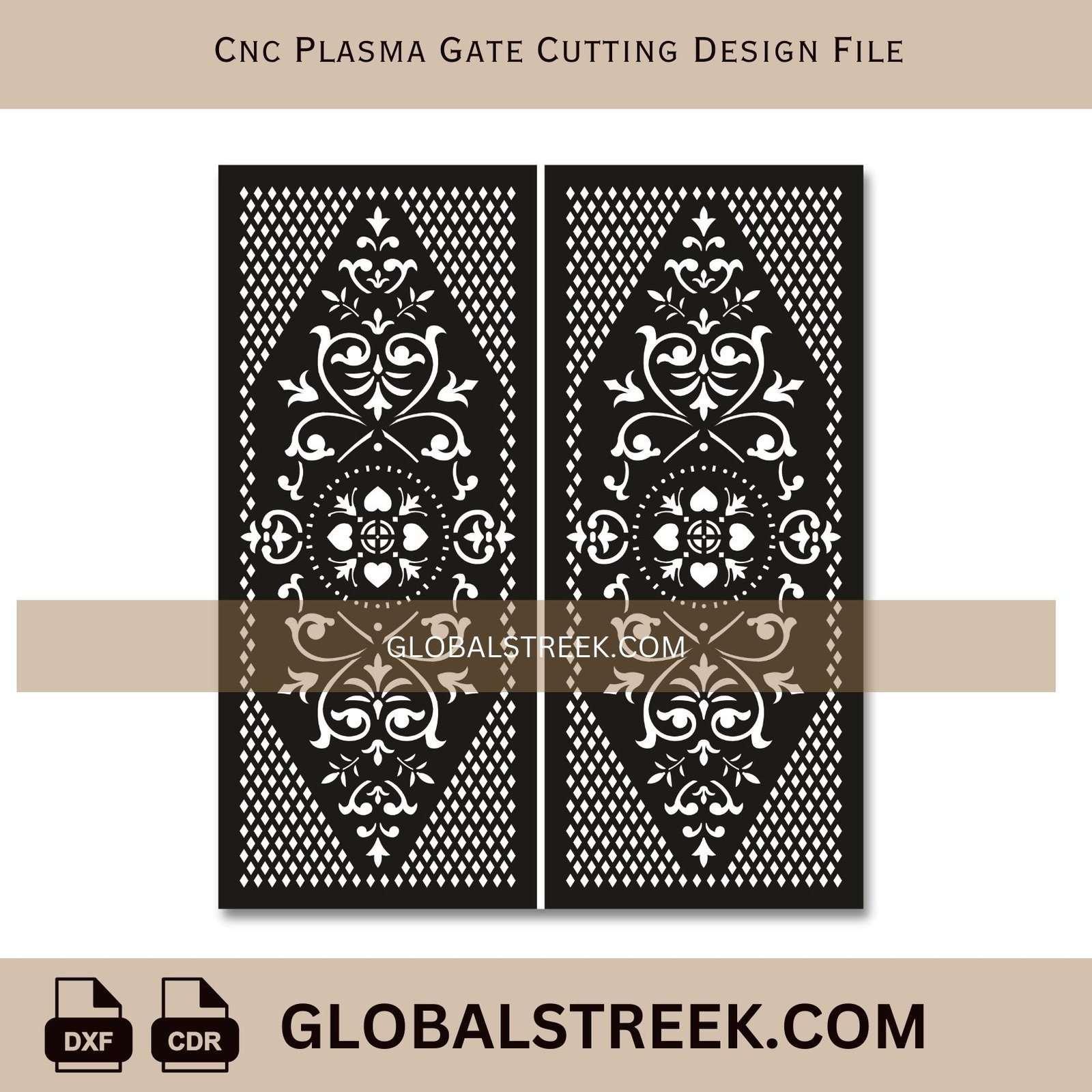 CNC Plasma Gate Cutting Design File | Decorative Metal Gate DXF Design