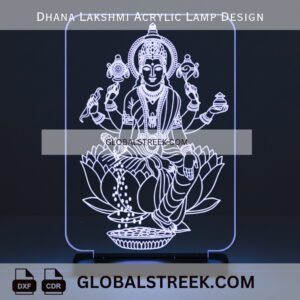 Dhana Lakshmi Acrylic Lamp Design DXF laser cut LED lamp CNC acrylic file download