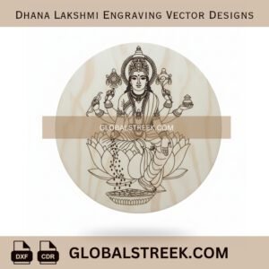 Dhana Lakshmi Engraving Vector Designs DXF laser engraving CNC vector file spiritual design download