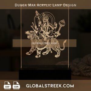 Durga Maa Acrylic Lamp Design DXF laser cut LED lamp CNC acrylic spiritual design download