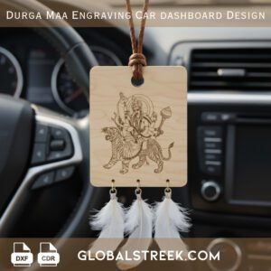 Durga Maa Engraving Car Dashboard Design DXF laser engraving CNC car dashboard spiritual design file download