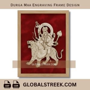 Durga Maa Engraving Frame Design DXF laser engraving CNC decorative spiritual frame file download