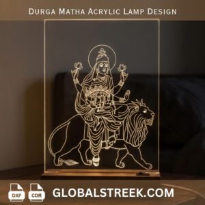 Durga Matha Acrylic Lamp Design DXF laser cut LED lamp CNC acrylic spiritual design file download