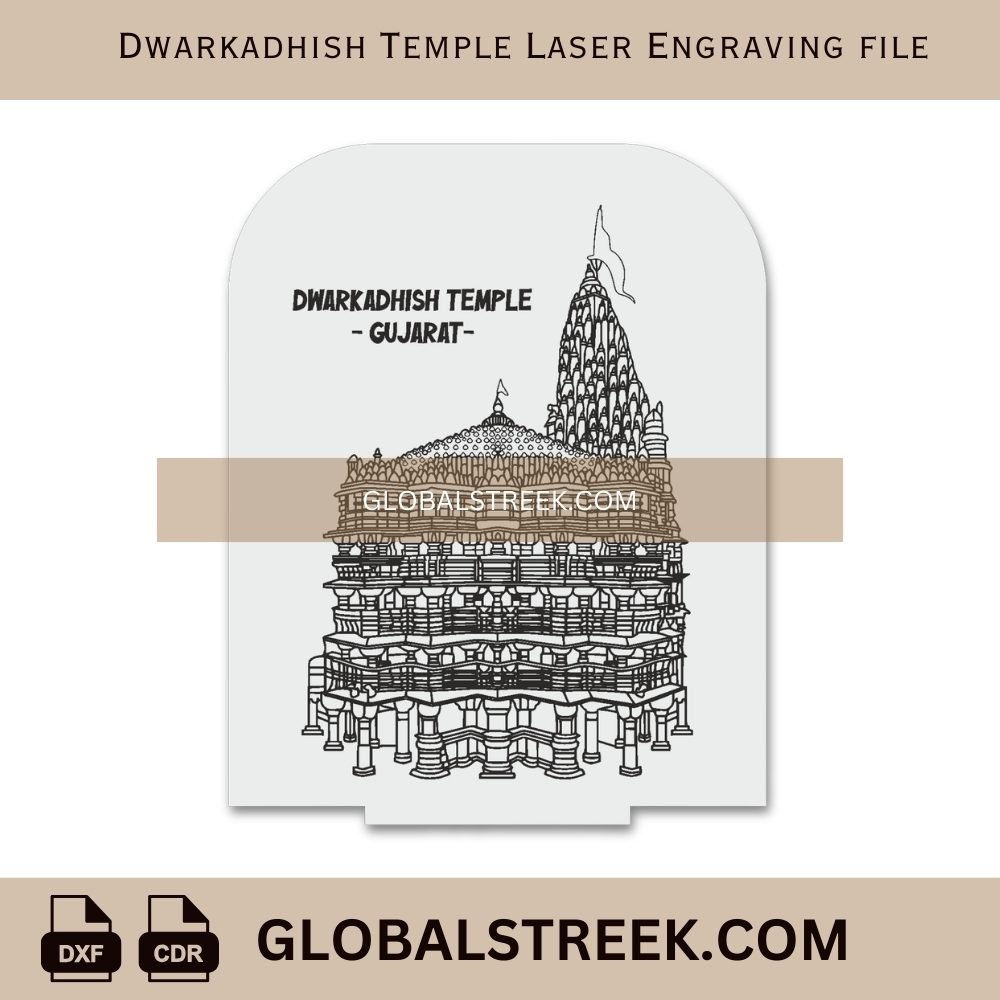 Dwarkadhish Temple Laser Engraving File | DXF Vector Design