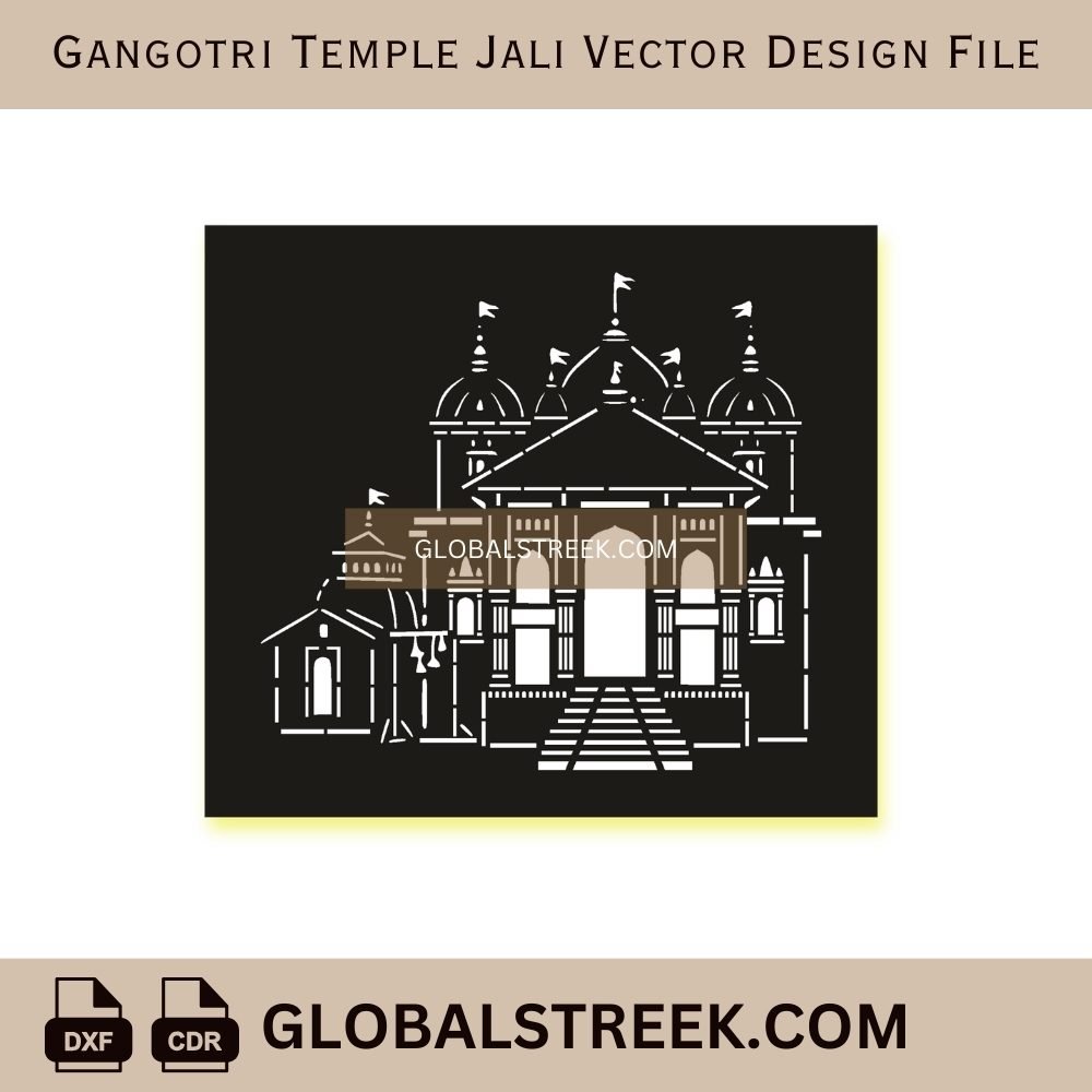 Gangotri Temple Jali Vector Design File | CNC Laser Cutting Wall Art Design