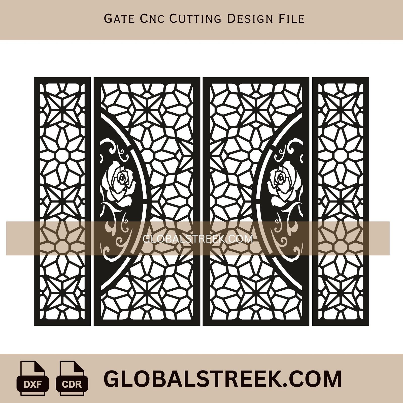 Gate CNC Cutting Design File | Decorative Metal Gate Design