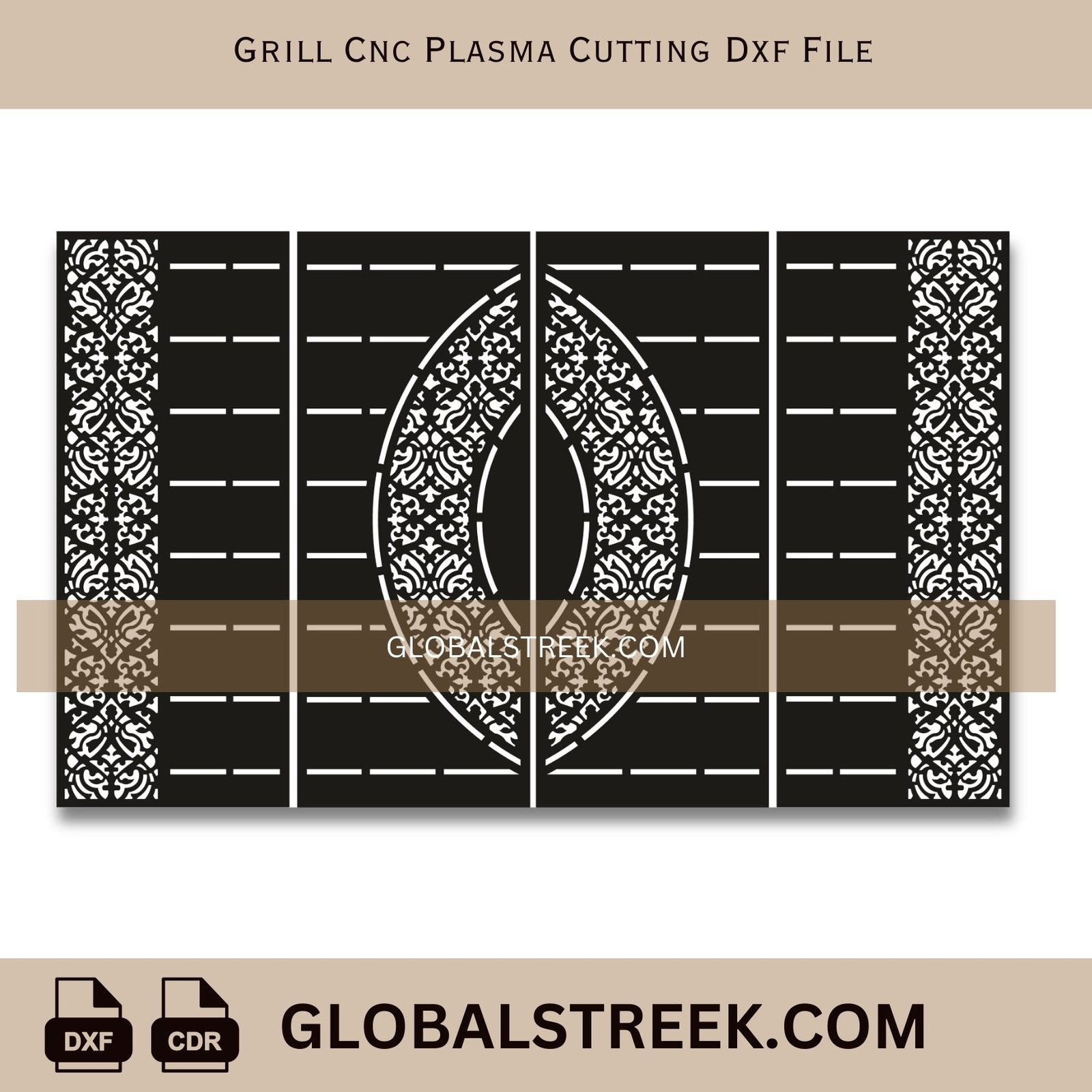 Grill CNC Plasma Cutting DXF File | Decorative Metal Grill Design for CNC Machine