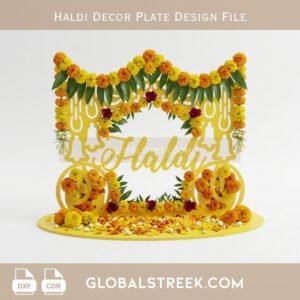 Haldi Decor Plate Design file DXF laser cut wedding decor