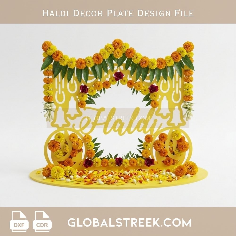 Haldi Decor Plate Design file DXF laser cut wedding decor