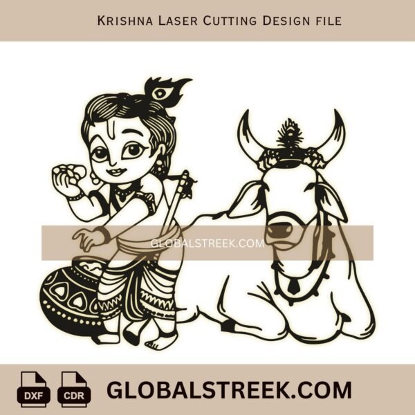 Krishna Laser Cutting Design File | Engraving & Cutting Wall Art DXF Vector